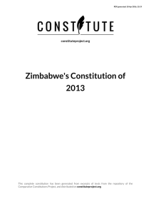 Zimbabwe`s Constitution of 2013