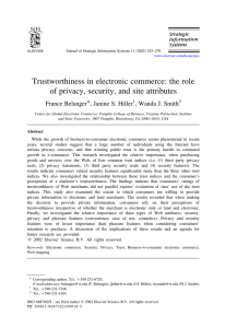 Trustworthiness in electronic commerce: the role of privacy, security