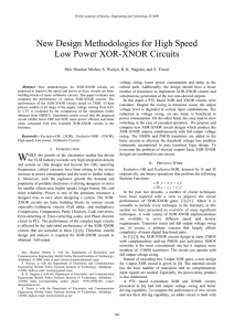 New Design Methodologies for High Speed Low Power XOR