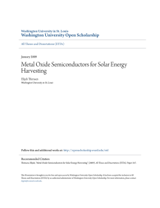 Metal Oxide Semiconductors for Solar Energy Harvesting