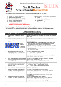 Year 10 Chemistry Revision Guide