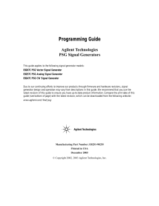 Programming Guide, PSG Signal Generators