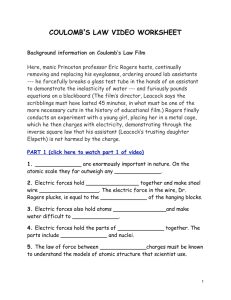 COULOMB`S LAW VIDEO WORKSHEET