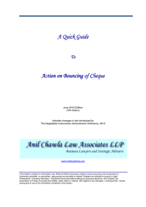 A Quick Guide to Action on Bouncing of Cheque