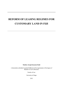 reform of leasing regimes for customary land in fiji