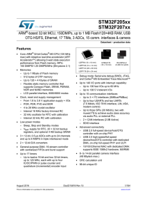 ARM®-based 32-bit MCU, 150DMIPs, up to 1 MB Flash/128+4KB