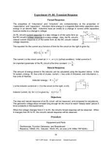 Experiment 19: RL Transient Response