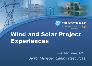 Tri-State Wind and Solar Project Experiences