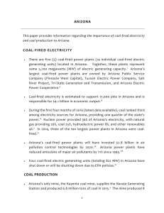 ARIZONA COAL-FIRED ELECTRICITY COAL PRODUCTION