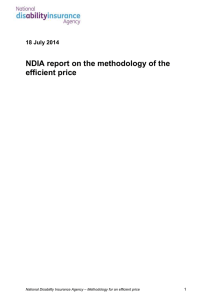 NDIA report on the methodology of the efficient price