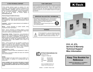 WARRANTY INFORMATION - K