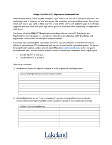 (CCP) Registration Worksheet Guide When deciding which courses