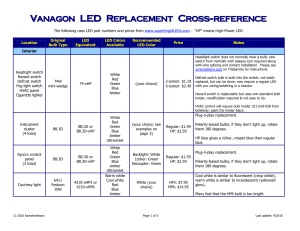 Vanagon LED Replacement Cross-reference