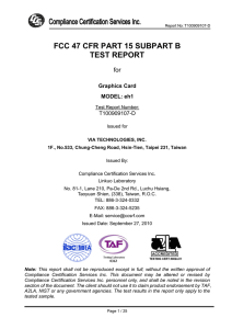 FCC 47 CFR PART 15 SUBPART B TEST REPORT