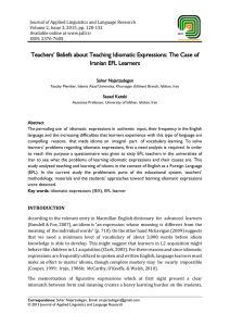 Teachers` Beliefs about Teaching Idiomatic Expressions: The Case