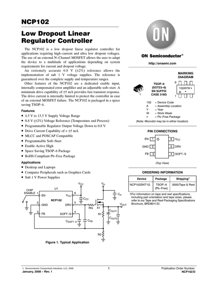 ncp102-low-dropout-linear-regulator-controller