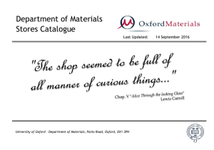 Stores Catalogue - Oxford Materials