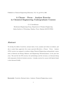 A Choose – Focus – Analyze Exercise in Chemical Engineering
