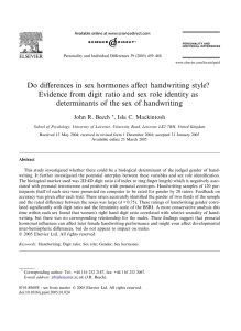 Do differences in sex hormones affect handwriting style? Evidence