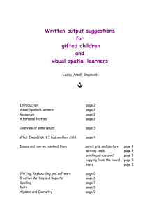 Written output suggestions for gifted children and visual
