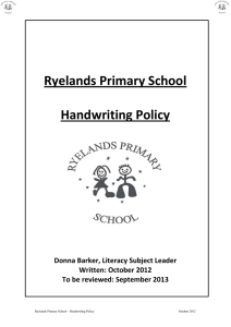 Ryelands Primary School Handwriting Policy