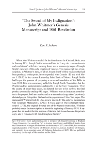 John Whitmer`s Genesis Manuscript and 1861 Revelation