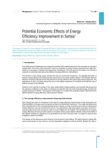 Potential Economic Effects of Energy Efficiency Improvement in Serbia