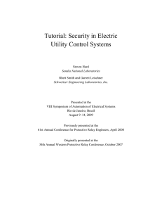 Tutorial: Security in Electric Utility Control Systems