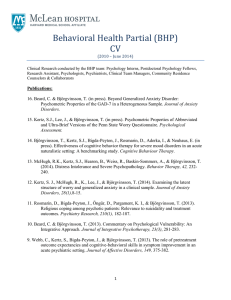 Behavioral Health Partial (BHP) CV