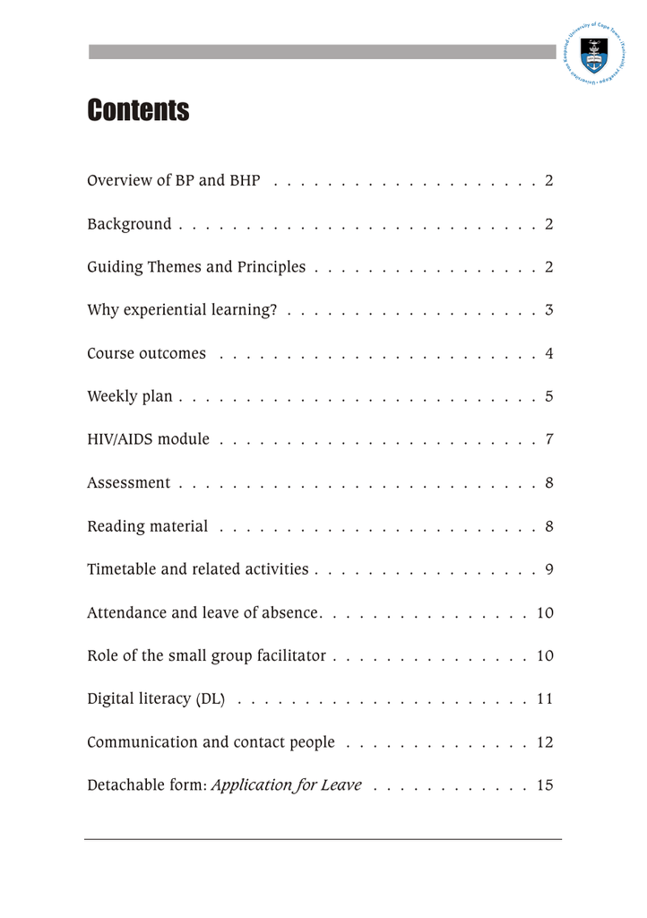 Course Outline School Of Public Health And Family Medicine