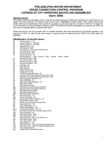 PWD Approved Backflow Prevention Devices