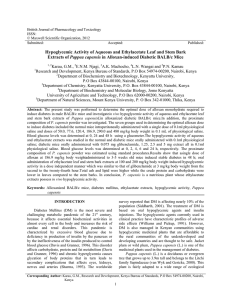 Hypoglycemic Activity of Aqueous and Ethylacetate Leaf and Stem