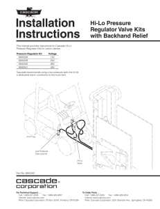 Hi-Lo Pressure Regulator Valve Kits with Backhand Relief