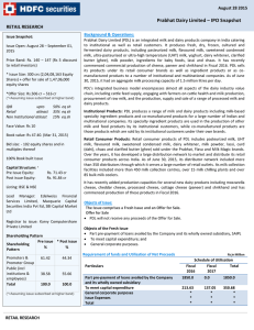 Prabhat Dairy Limited – IPO Snapshot