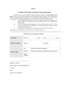 Form 7 ALTERNATIVE DISPUTE RESOLUTION (ADR) FORM