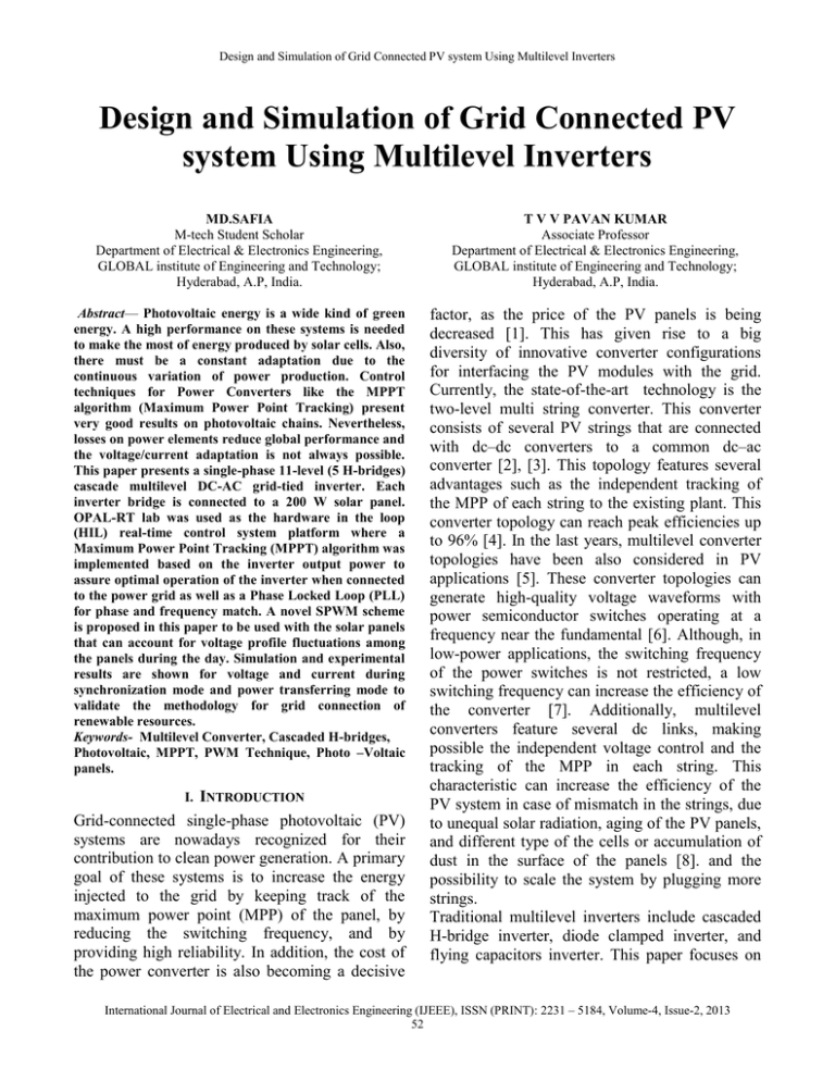 Design And Simulation Of Grid Connected PV System Using