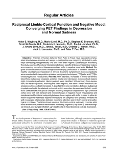Reciprocal limbic-cortical function and negative mood