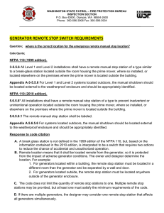 generator remote stop switch requirements