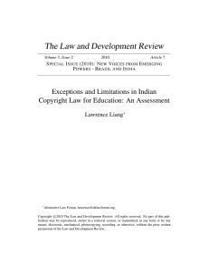 Exceptions and Limitations in Indian Copyright Law for Education