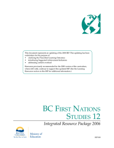 BC First Nations studies 12 - Province of British Columbia