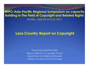 Laos Country Report - Intellectual Property Office