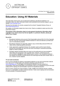 Education: Using AV materials - Australian Copyright Council