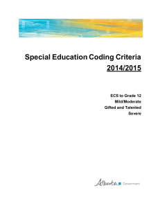 Special Education Coding Criteria - Psychologists` Association of