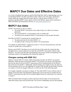 MAPCY Due Dates and Effective Dates