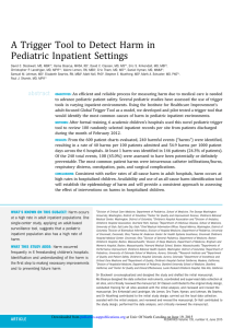 A Trigger Tool to Detect Harm in Pediatric Inpatient Settings