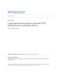 Large signal transient analysis of parasitic SCR, latchup inverters