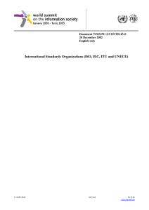 International Standards Organizations (ISO, IEC, ITU and UNECE)
