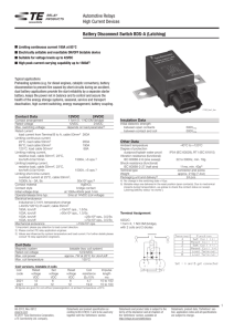 Battery Disconnect Switch BDS-A (Latching) Automotive Relays