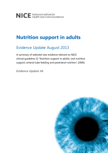 Nutrition support in adults Evidence Update August