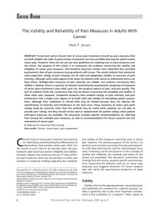 The Validity and Reliability of Pain Measures in Adults With Cancer